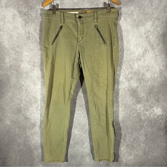 Pilcro and the Letterpress Pants - Anthropologie Pilcro Serif Pants Womens 31 Light Green Zip Ankles & Pockets Boho